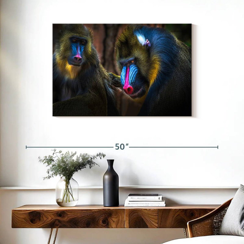 Two Mandrill Monkeys, 24" H x 36" W