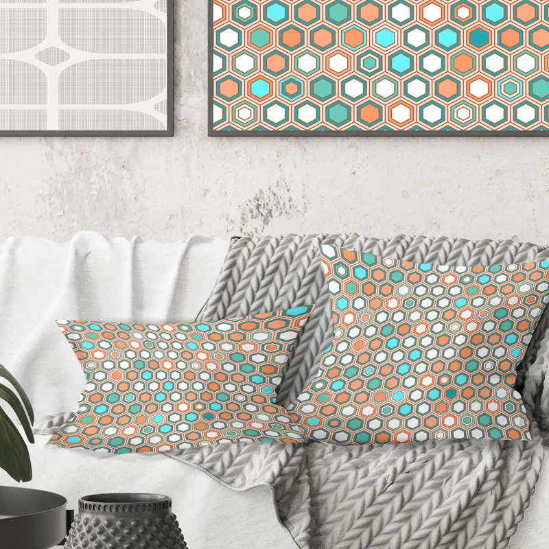 Coussin décoratif rétro à motif hexagonal III - Mid-Century
