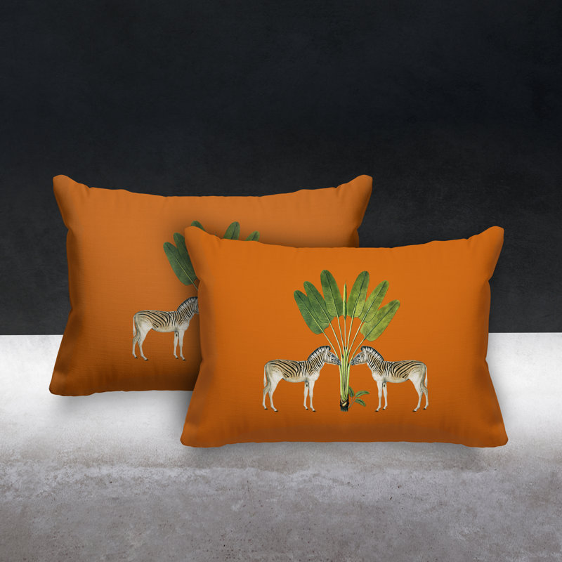 No Decorative Addition Outdoor Reversible Throw Pillow, Orange, 20W" x 14H"