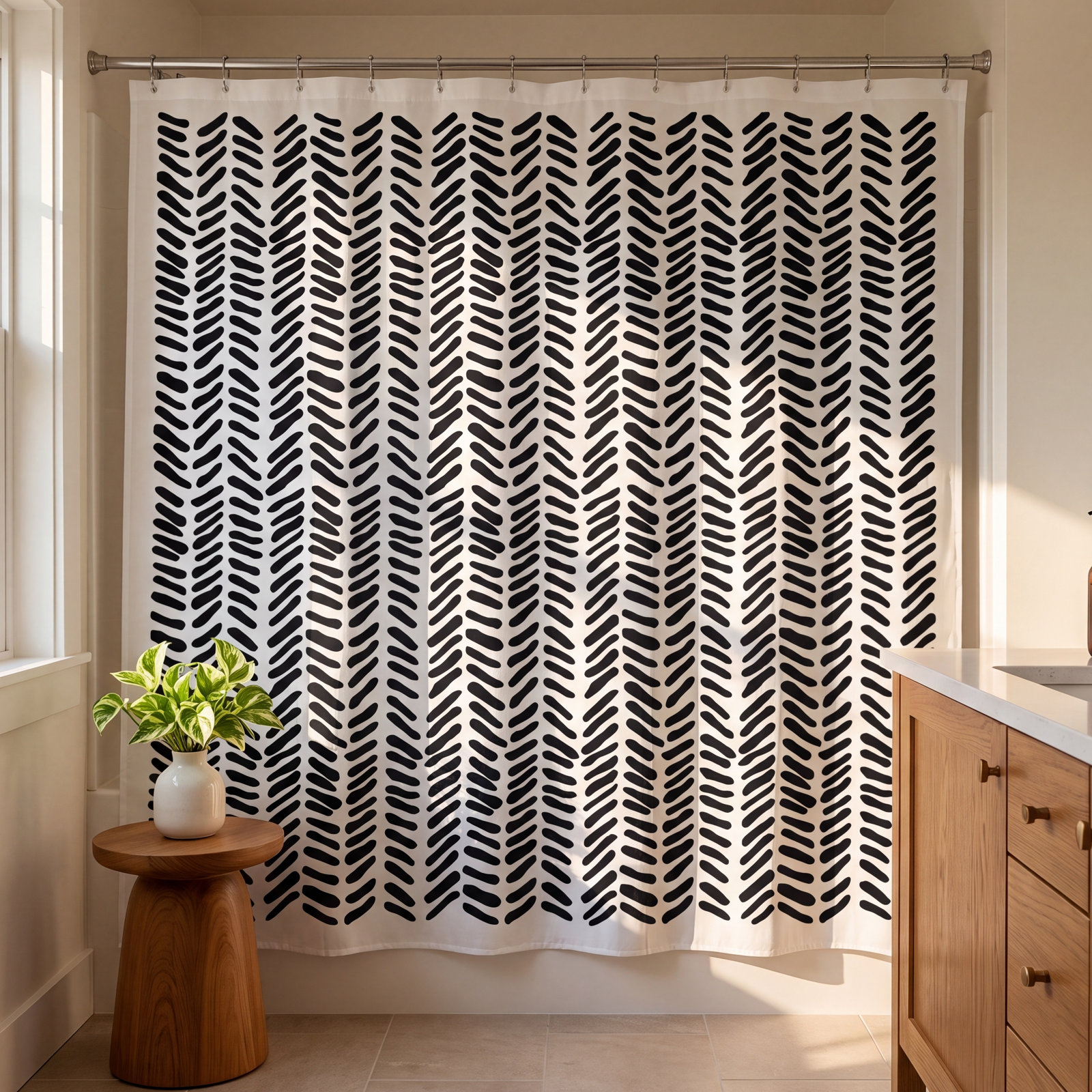 Thora Tribal Shower Curtain, ThoraVee Black