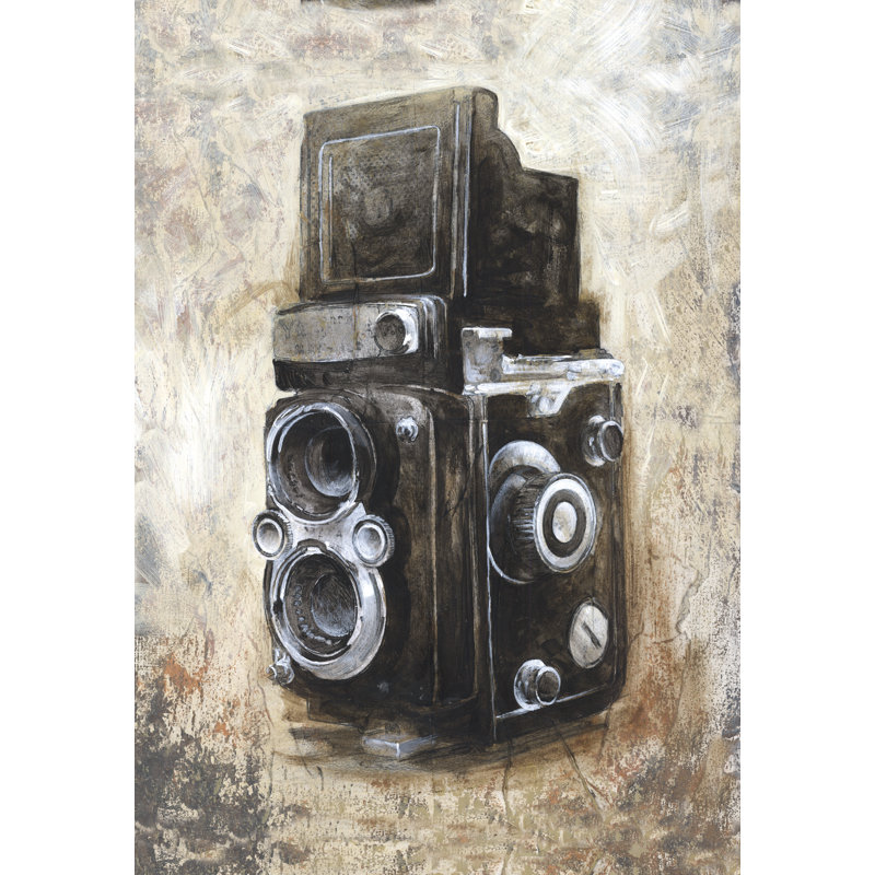 Old Camera - Wrapped Canvas Painting, 30cm H x 46cm W x 3.8cm D