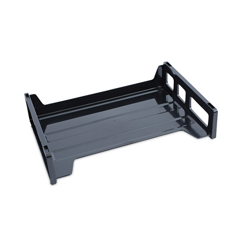 Black Plastic Two-Tier Stackable Letter Tray Organizer