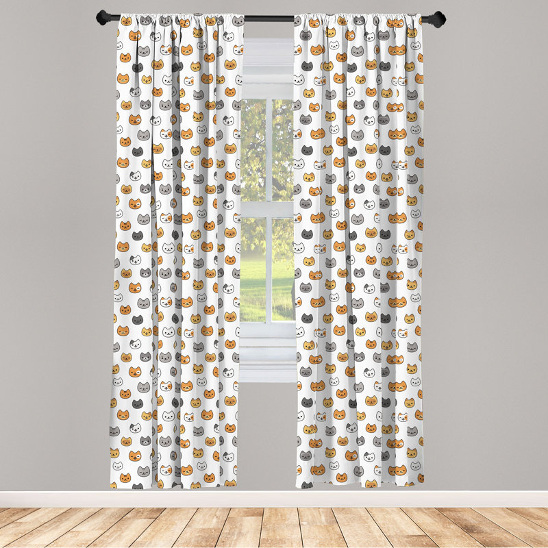 Panneaux de rideaux semi-transparents avec passe-tringle Kitten, 28 po x 63 po