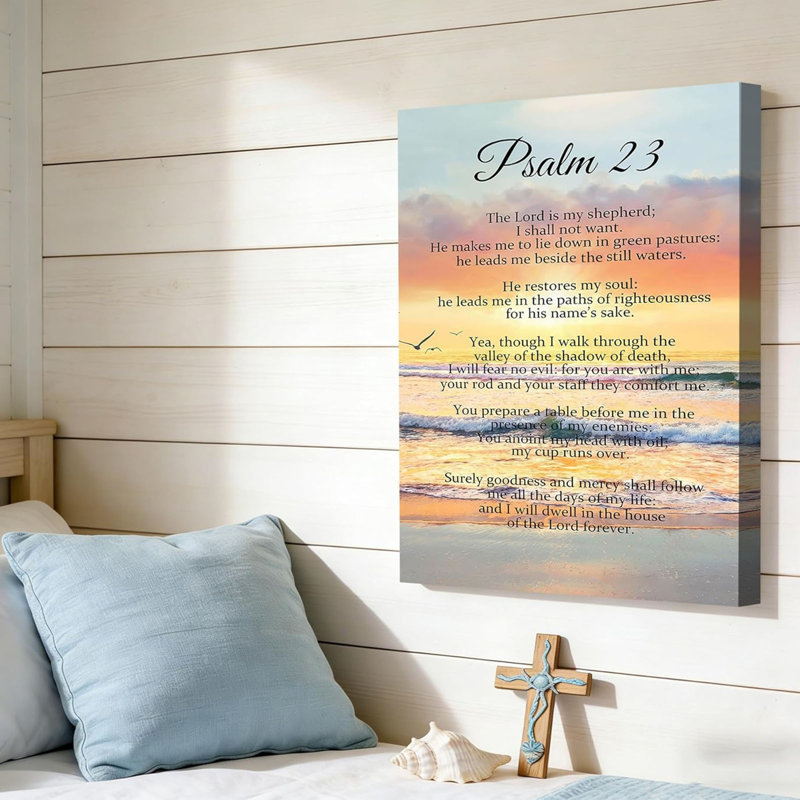 Art biblique sur toile, verset de la Bible, Psalm 23, impression sur toile