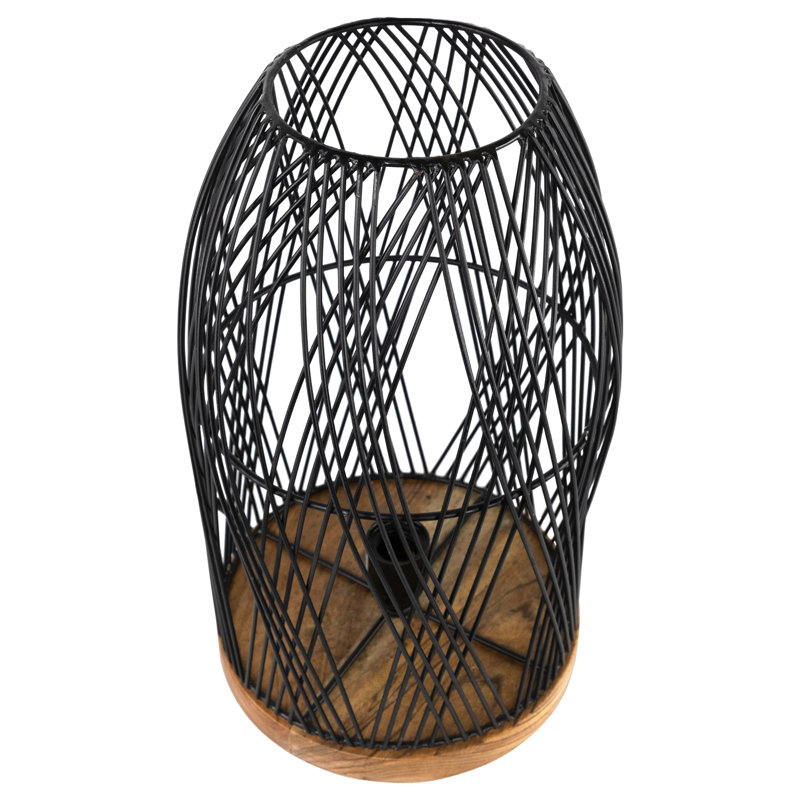 Lampe de table de style cage en fer avec base - 15,25 po - noir