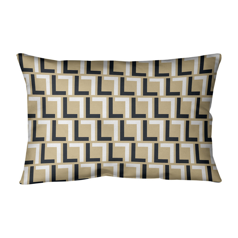 Housse de coussin rectangulaire et insert New Orleans Football Luxury, Doré antique / noir / blanc, Simili daim