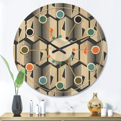 Horloge murale abstraite à triangles géométriques
