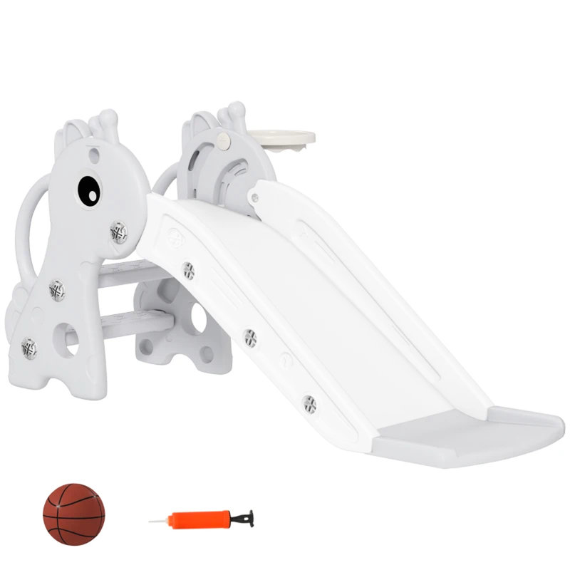 Glissade avec grimpeur et fonction, conception girafe, marches antidérapantes, mains courantes, matériau, assemblage simple, convient aux enfants de 1 an et plus