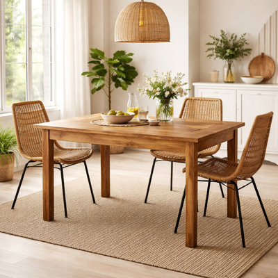 Wood Dining Table |Teak Wood | Natural Finish | Handmade Table | 50x29x30"