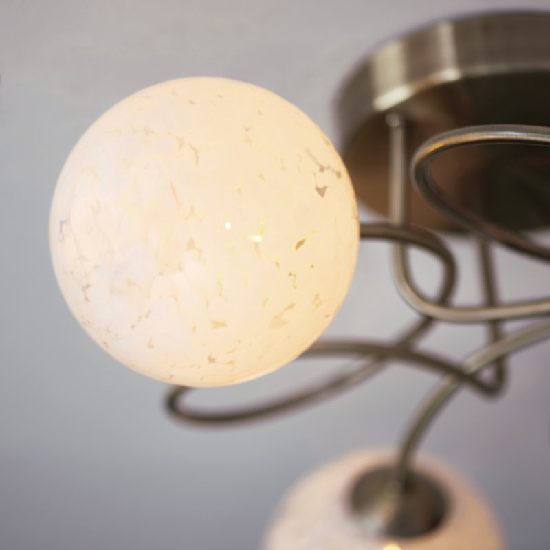 Pankow Glass Semi Flush Mount, Antique Brass