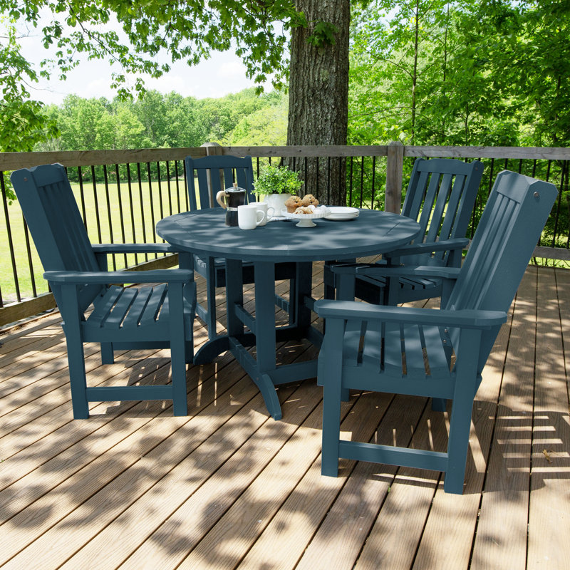 Arbnora 4 - Person Patio Dining Set with Round Table, Nantucket Blue, 30" H x 48" W x 48" D, 4