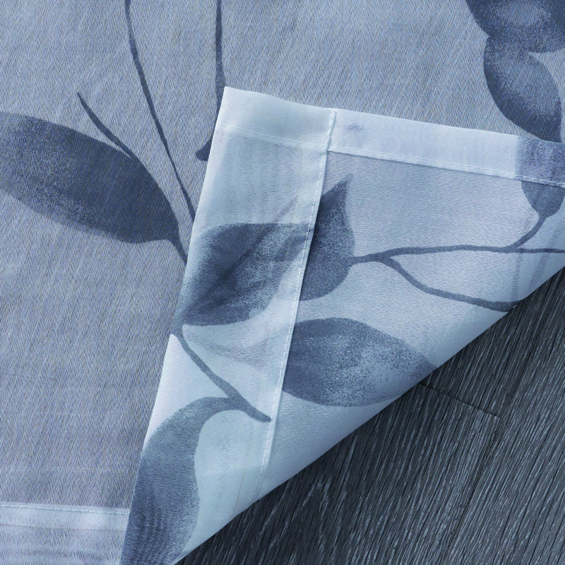 Panneau de rideau simple floral avec œillets, Gris, L 52 po x L 108 po