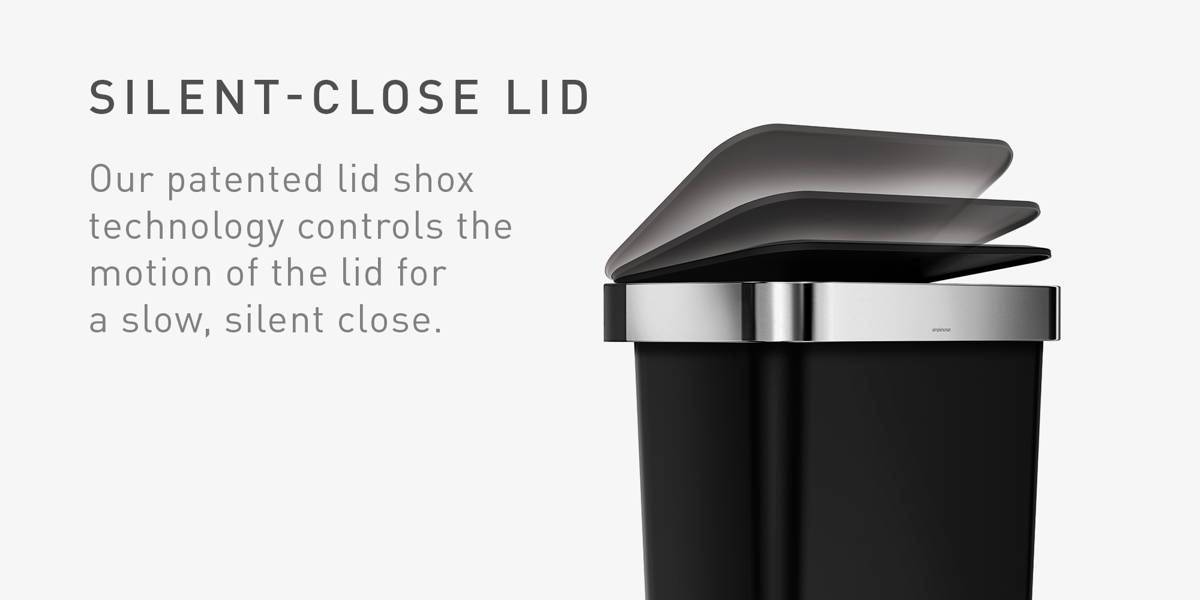 Simplehuman 45 Liter / 12 Gallon Rectangular Kitchen Step Trash Can with Soft-Close Lid, Plastic