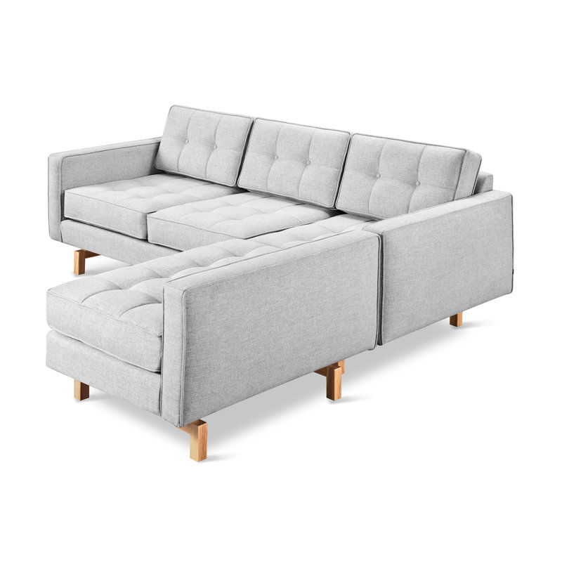 Jane 2 Chaise Sectional, Bayview Silver Performance Twill, Ash Natural