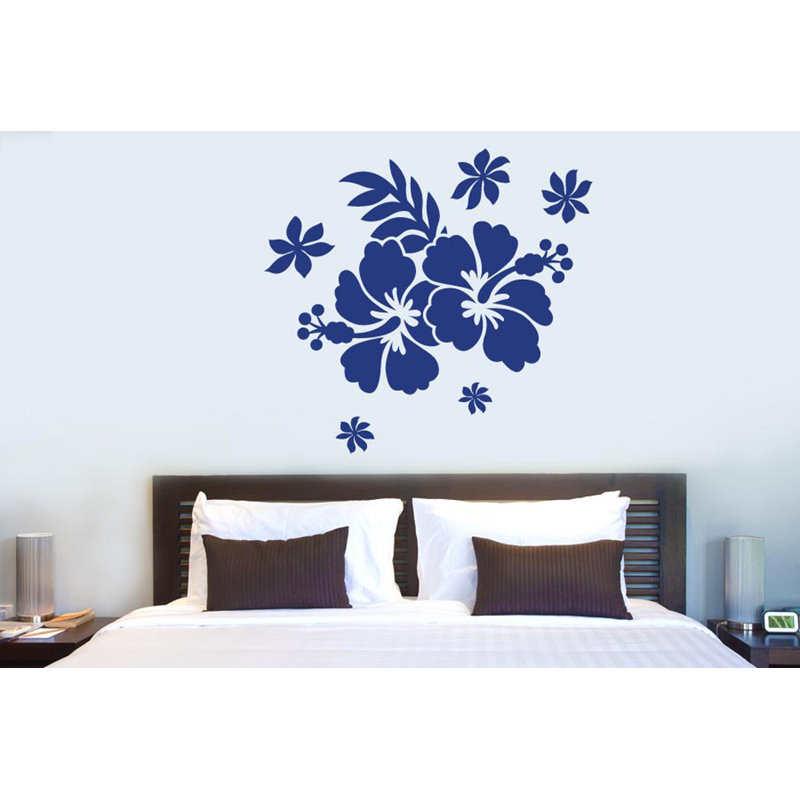 Hibiscus Flower Wall Sticker, Dark Blue