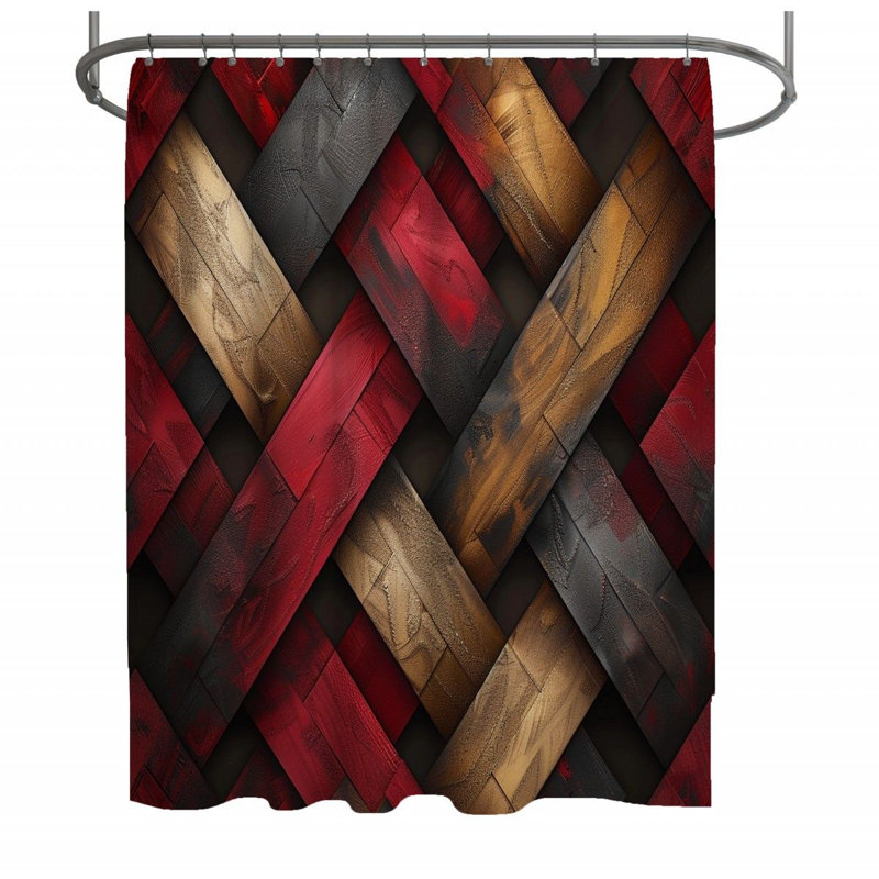 Woven Texture Art Geometric Shower Curtain, 83"H x 70"W