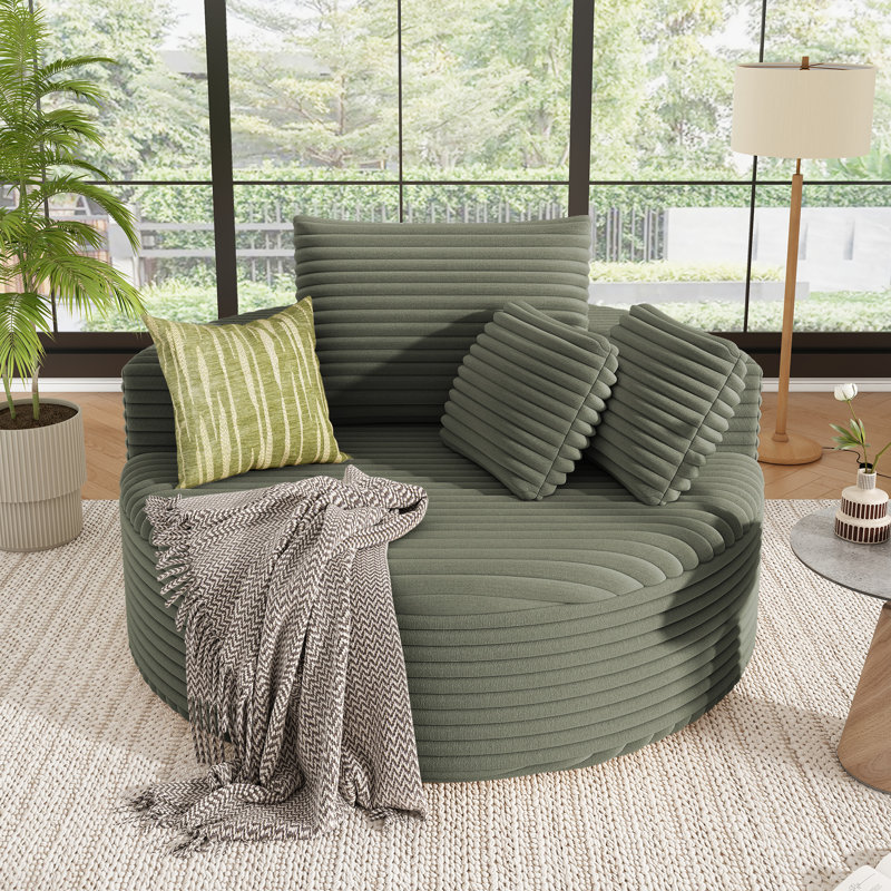 Fauteuil demi-tonneau rembourré Addisin, Vert