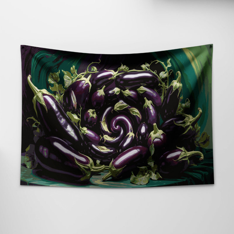 Tapisserie murale légumes aubergine, 88 po x 104 po