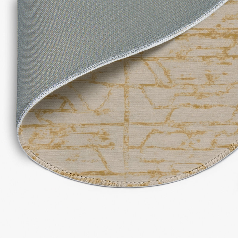 Tapis beige abstrait intérieur et extérieur, Rond 5 pi