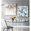 39,5 po x cadre carré en or moderne, peinture à l'huile sur fleur, élément abstrait gris-bleu, tendeur sur châssis en bois, 40% art sur toile et photo,