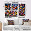 Abstrait kaléidoscope de fleurs sauvages colorées - 4 impressions sur toile traditionnelles-1856097274-1856097277