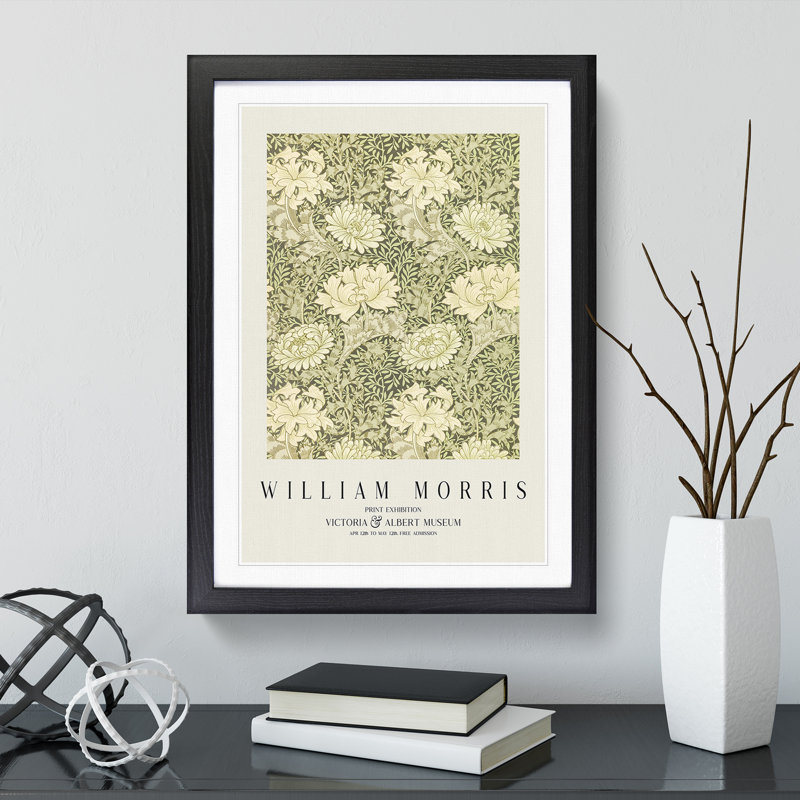 Chrysanthemum by William Morris - Picture Frame Art Prints, 65cm H x 48cm W x 2cm D, Black