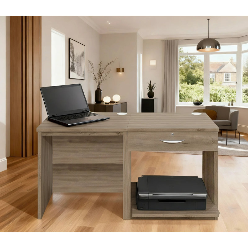 Walshaw Solid Wood Base Writing Desk, Grey Nebraska