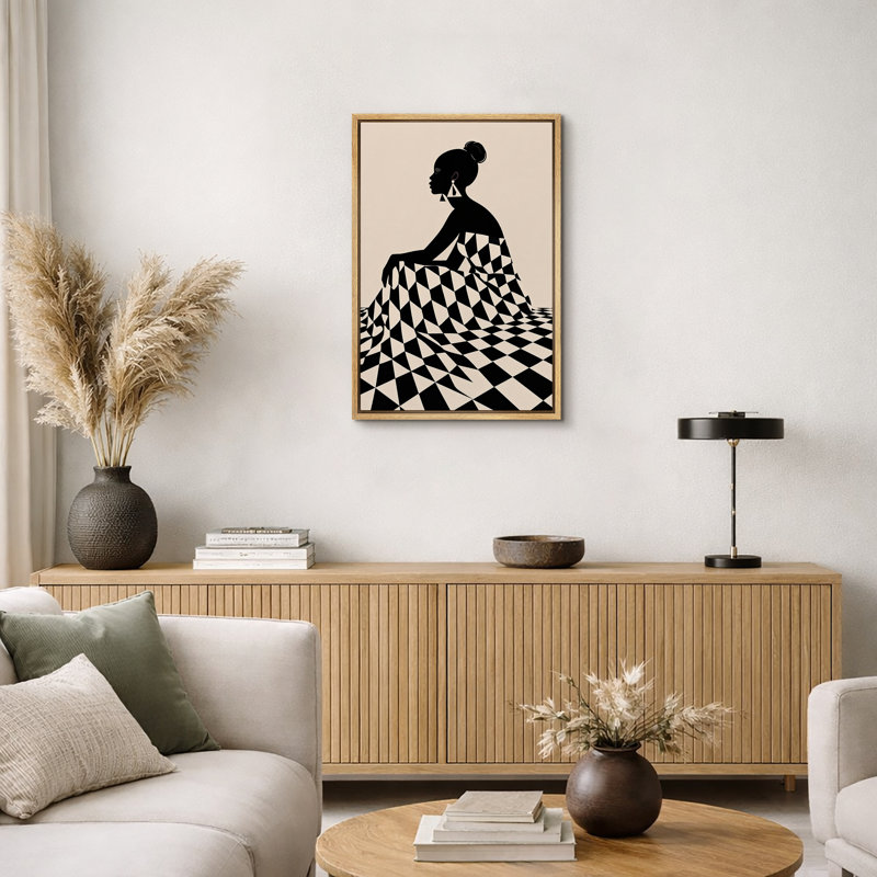 Art de femme géométrique minimaliste, images de salon, impression sur toile encadrée, impression numérique, Cadre naturel
