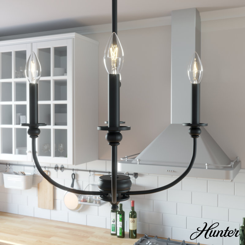 Black Mini Chandelier with Candle Bulbs, 18-inch