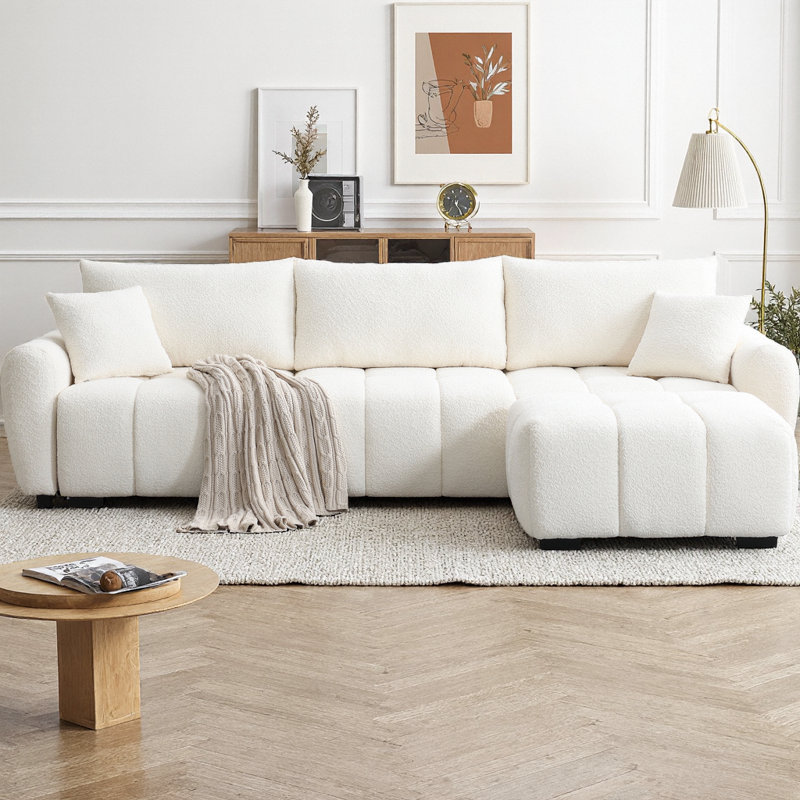 Canapé modulaire en forme de L de LoopLux, Crème Boucle