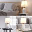 Lampe de table moderne en céramique blanche de 60 cm avec abat-jour en lin pour chambre ou salon