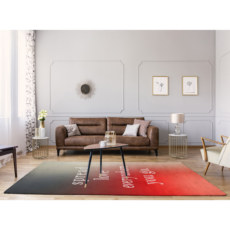 Tapis en polyester multicolore pour l’amour à motif poly, Rectangle 5 pi x 7 pi