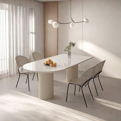 Matte Stone Dining Table with Roman Column Legs