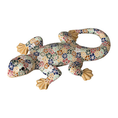 Figurine en céramique salamandre flore