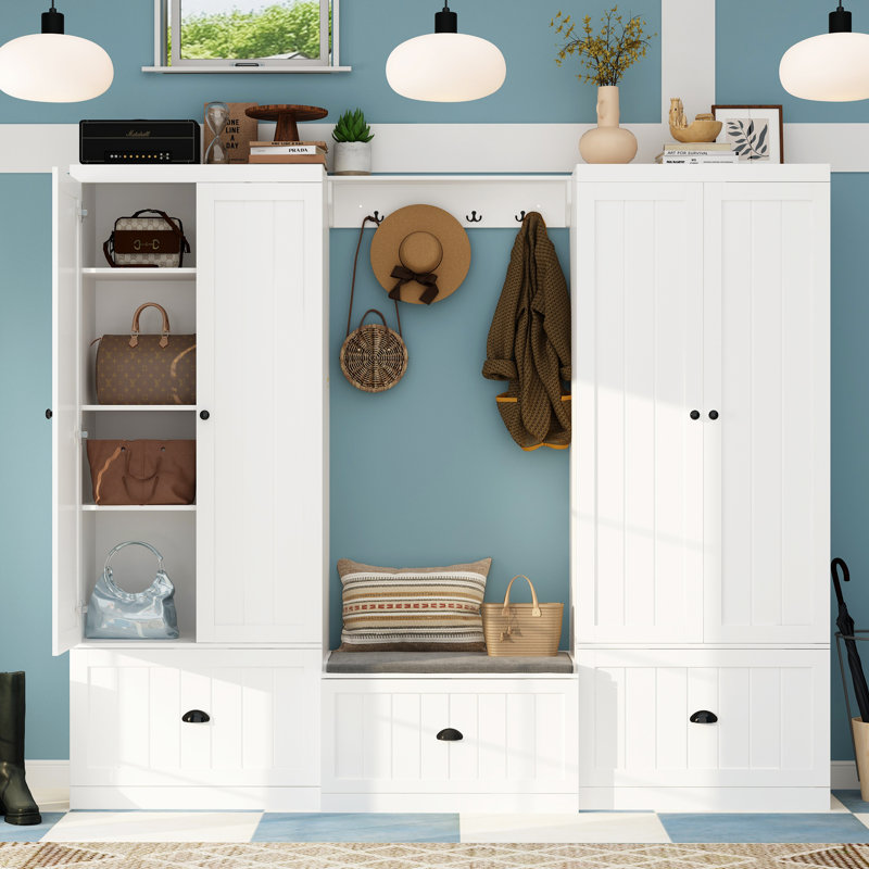 Hall Tree Set With Comfortable Bench