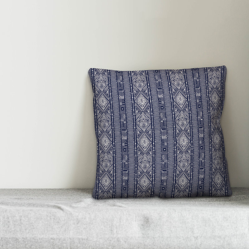 Throw Pillow, 18" x 18", Navy/White Geometric 1