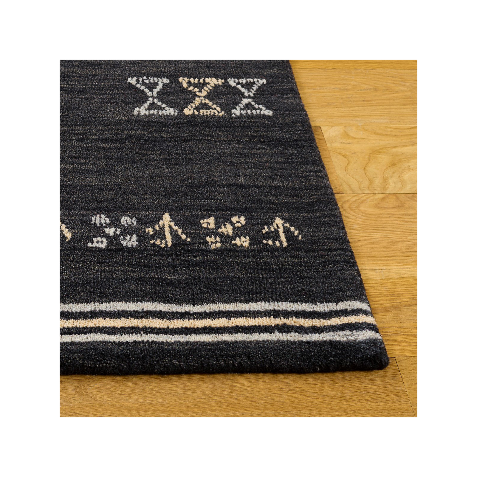 Santiago Handmade Wool Charcoal Rug, Square 4'