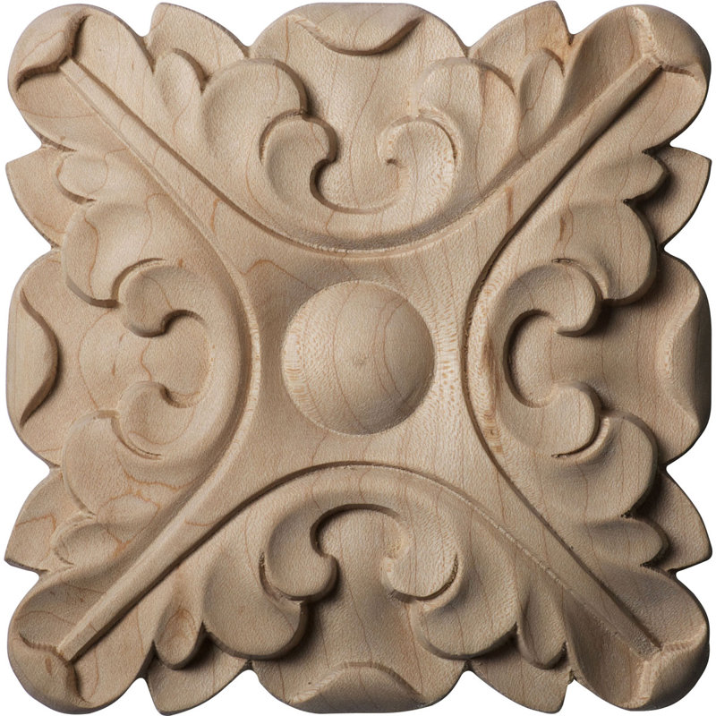 Applique d'acanthe en rosette, H 5 po x l 5 po x P 0,75 po
