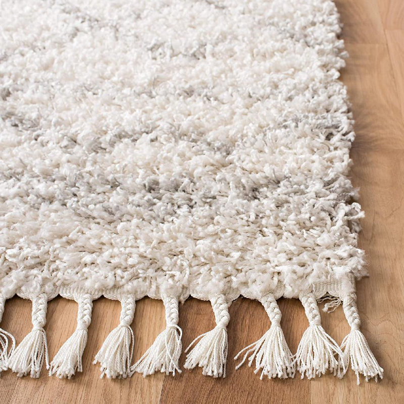 Tapis performance géométrique à poil long de luxe 400 Mckamey, Carré 6 pi 7 po