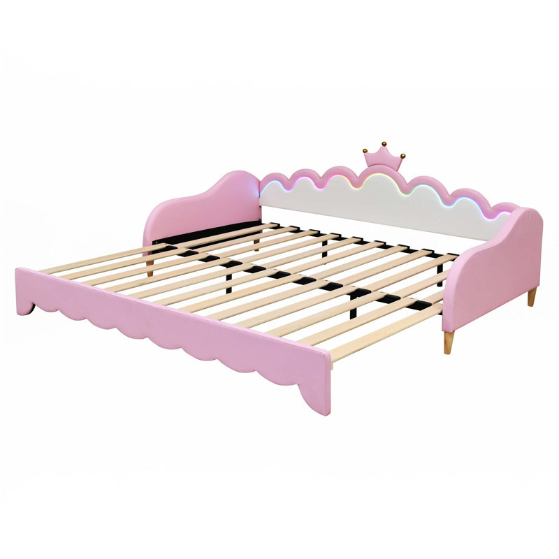 Twin Extending Daybed With LED Lights, Pink