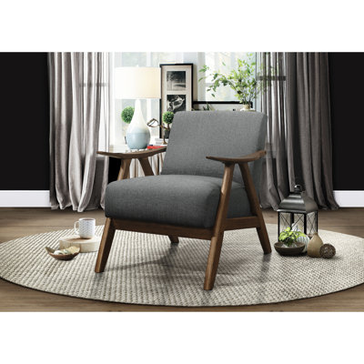 Chaise d'appoint Brockenhurst en tissu gris: bois de noyer, structure solide, coussins attachés Chaise rembourrée texturée: finition unie, coussin de siège