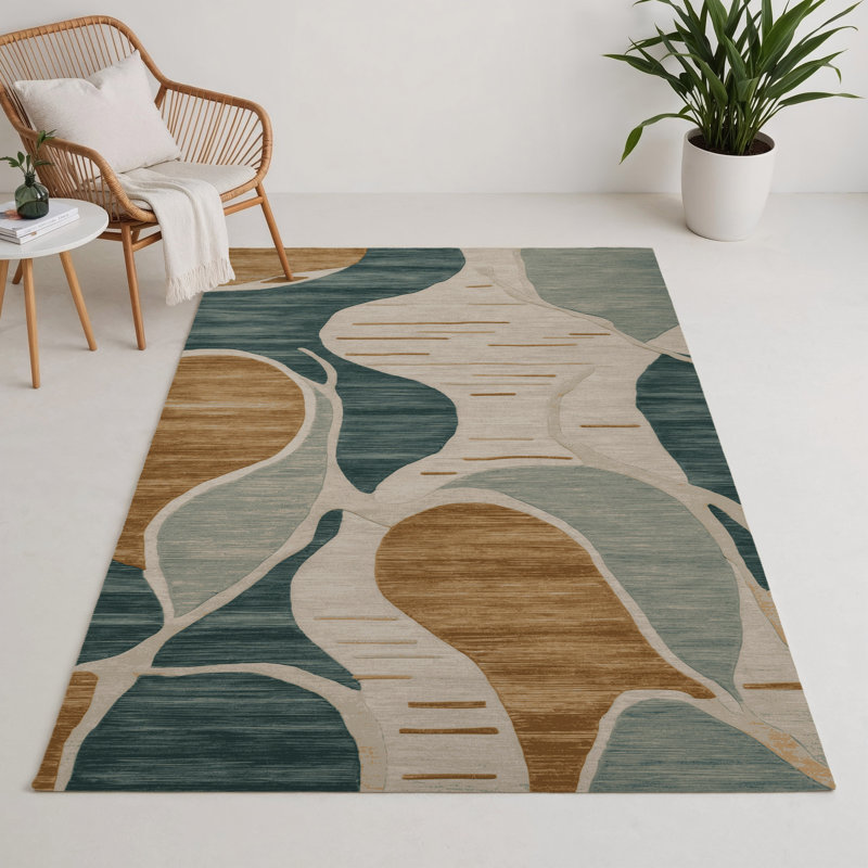 Tapis intérieur et extérieur brun Watercolor, Rectangulaire 3 pi x 5 pi