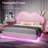 Zoomie Kids Floating Bed Frame with Adjustable LED Headboard and Leather Upholstered-500018430-500018431