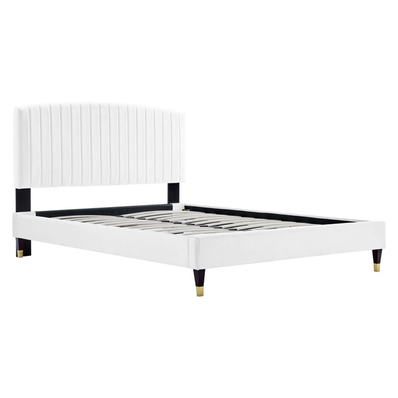 Modway Alessi Performance Velvet Queen Platform Bed, White