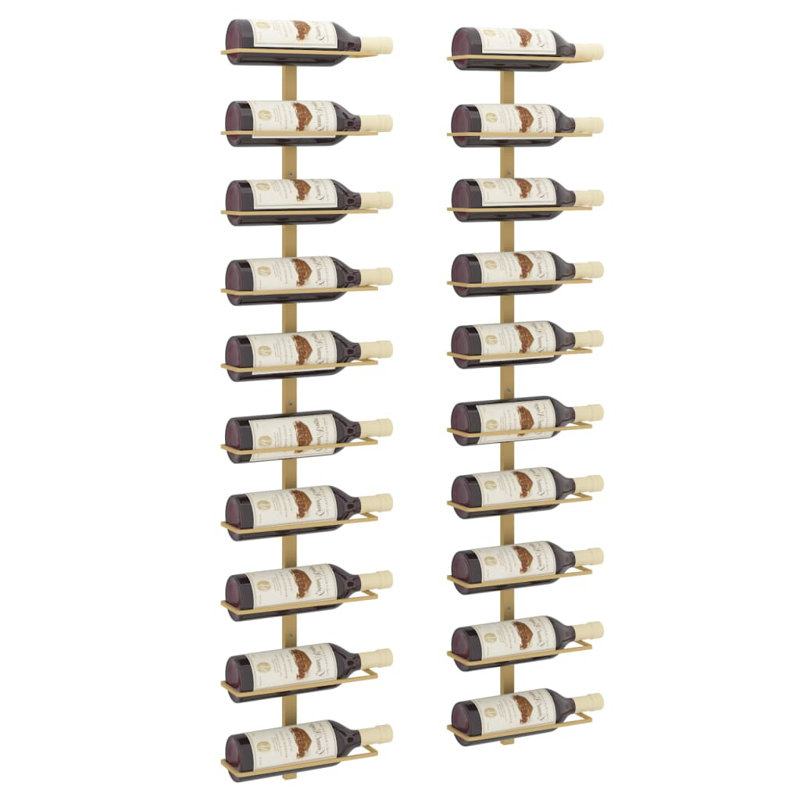 Rangement mural pour porte-bouteilles Danixsa, Or, H 47,2 po x l 9,4 po x P 3,5 po