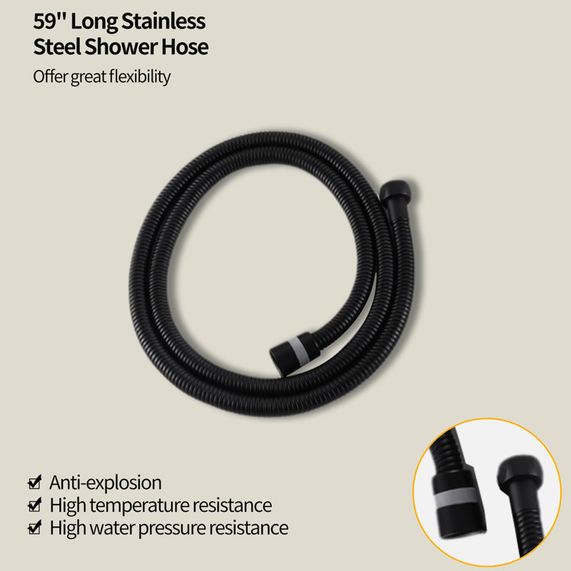 Matte Black Stainless Steel Freestanding Tub Faucet with Hand Shower