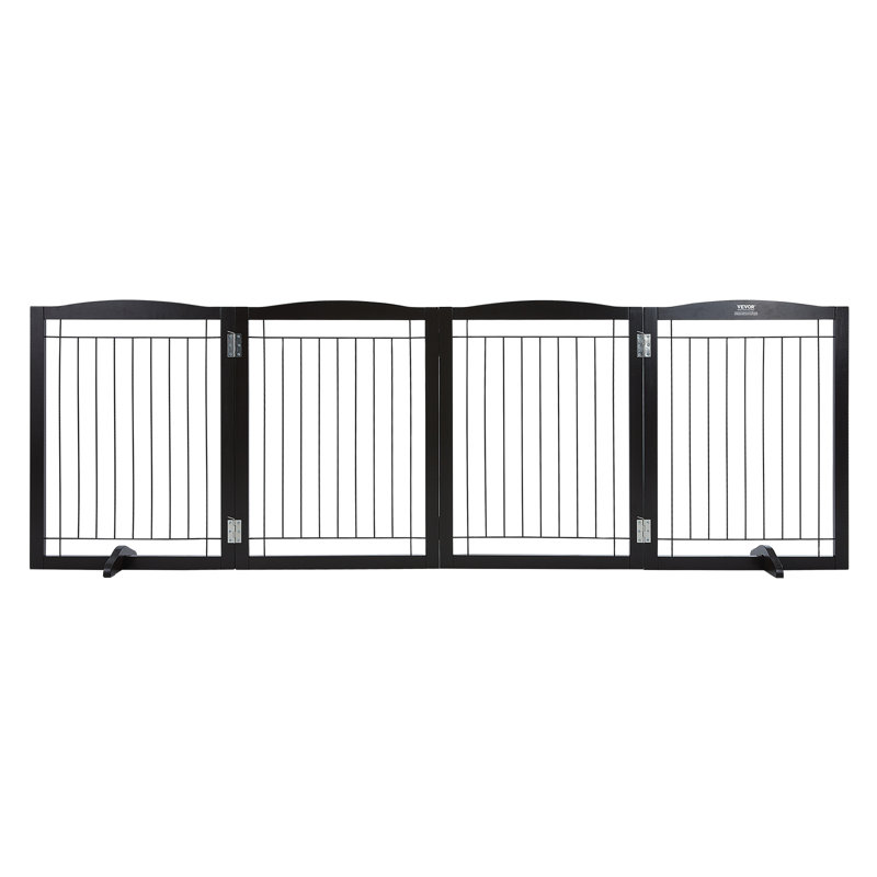 Metal Free Standing Pet Gate With Door, Brown