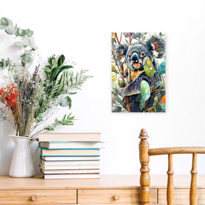 Charming Watercolor Koala Vibrant Abstract Contemporary Bear Koala Nature Wildlife Wall Art