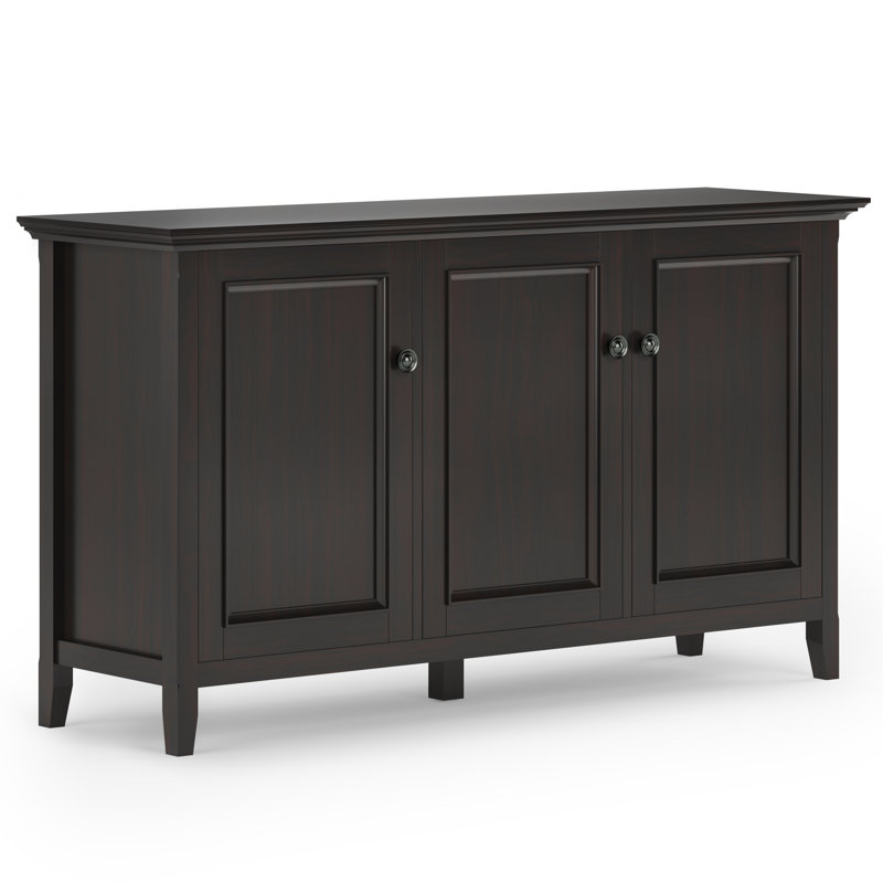 Amherst 60"W Solid Wood 3-Shelf Storage Cabinet with 3 Doors and Adjustable Shelves