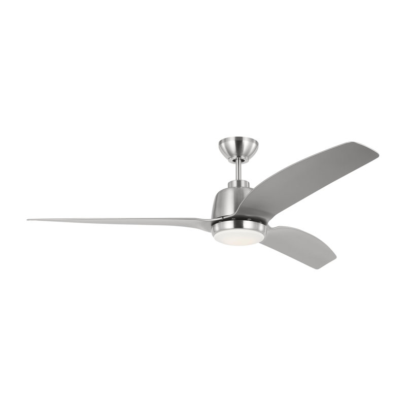 Carly LED Downrod Ceiling Fan, Brushed Steel, Silver, 15.40" H x 60" W x 60" D
